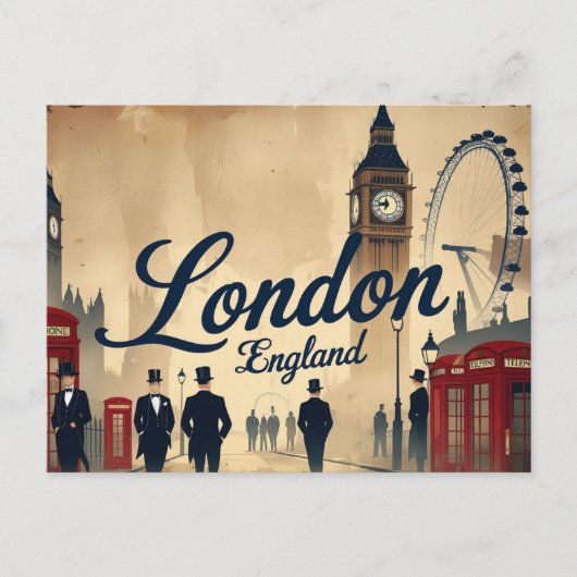 Classic London in Retro Postkarte (Vorderseite)