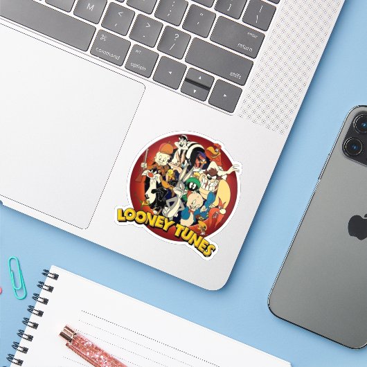 Classic Looney Tunes Squad - Retro Circular Nostal Aufkleber (Laptop mit iPhone)