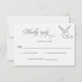 Classic Love Birds Wedding RSVP card Karte