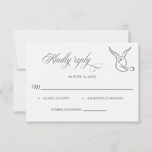 Classic Love Birds Wedding RSVP card Karte (Vorderseite)