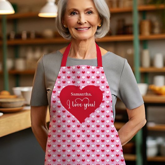 Classic Love Hearts Personalized Valentine Cooking Schürze