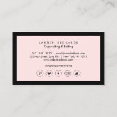 Classic Luxe Black and Pink mit Social Media Visitenkarte (Rückseite)