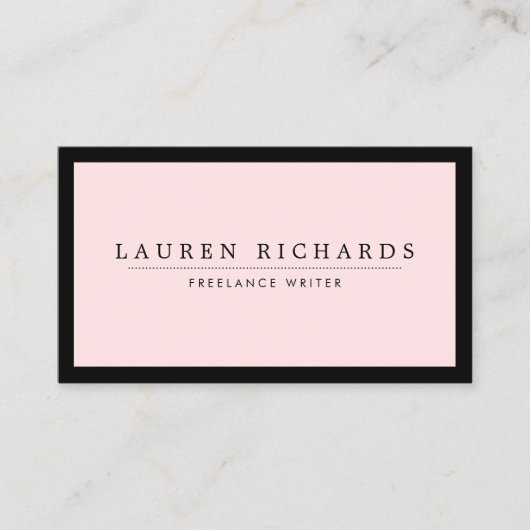 Classic Luxe Black and Pink mit Social Media Visitenkarte (Vorderseite)