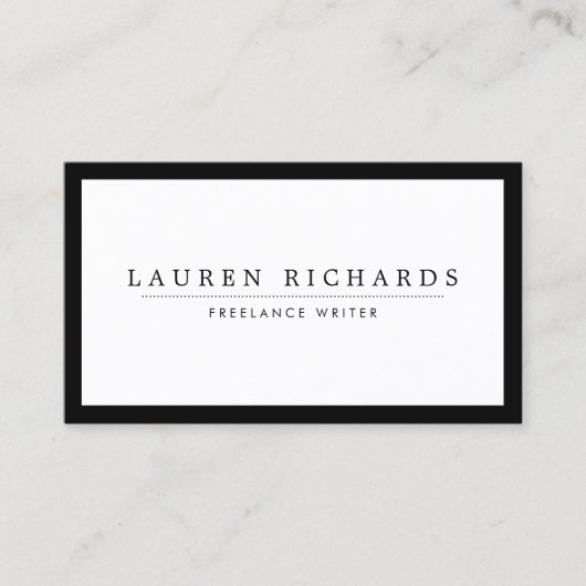 Classic Luxe Black and White mit Social Media Visitenkarte (Vorderseite)