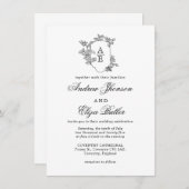 Classic Luxe Black Monogram Wedding Einladung (Vorne/Hinten)