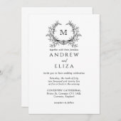 Classic Luxe Black Monogram Wedding Einladung (Vorne/Hinten)