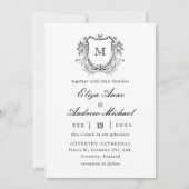 Classic Luxe Black Monogram Wedding Einladung (Vorderseite)
