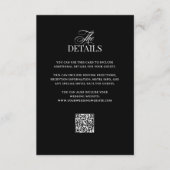 Classic Luxe Black | QR Code Wedding Guest Details Begleitkarte (Vorderseite)
