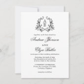 Classic Luxe Black & White Monogram Einladung (Vorderseite)