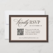 Classic Luxe | Braunes Neutrales QR-Code-Hochzeit RSVP Karte (Vorderseite)
