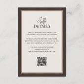 Classic Luxe Brown | QR Code Wedding Guest Details Begleitkarte (Vorderseite)
