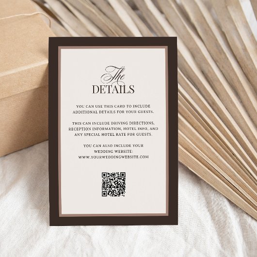 Classic Luxe Brown | QR Code Wedding Guest Details Begleitkarte