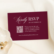 Classic Luxe | Burgunder scannbarer QR-Code-Hochze