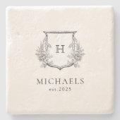 Classic Luxe Custom Mit Monogramm Stone Untersetze Steinuntersetzer (Vorderseite)
