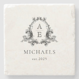 Classic Luxe Custom Monogram Wappen Stone Unterset Steinuntersetzer