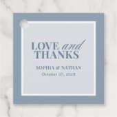 Classic Luxe | Dusty Blue Hochzeit Danke Geschenkanhänger (Vorderseite)