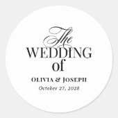 Classic Luxe | Einfache Schwarz-Weiß-Hochzeit Runder Aufkleber (Vorderseite)