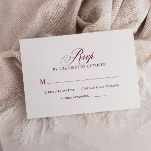 Classic Luxe Einfache weiße und burgunderrote Ho RSVP Karte