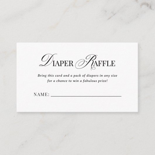 Classic Luxe einfaches Schwarz-Weiß-Windeln-Raffel Begleitkarte (Vorderseite)