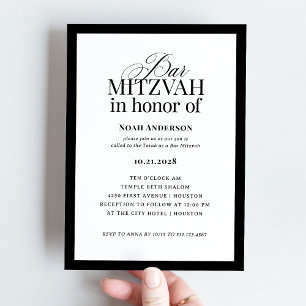 Classic Luxe   Elegant Black and White Bar Mitzvah Einladung