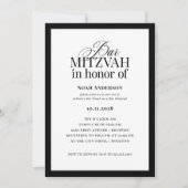 Classic Luxe | Elegant Black and White Bar Mitzvah Einladung (Vorderseite)