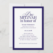 Classic Luxe | Elegant Blau und Weiß Bar Mitzvah Einladung (Vorderseite)