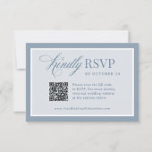 Classic Luxe | Elegant Dusty Blue QR Code Wedding RSVP Karte (Vorderseite)