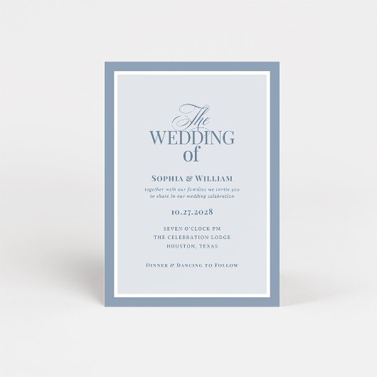 Classic Luxe | Elegant Dusty Blue Wedding Einladung