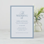 Classic Luxe | Elegant Dusty Blue Wedding Einladung (Stehend Vorderseite)
