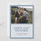Classic Luxe | Elegant Dusty Blue Wedding Photo Dankeskarte (Vorderseite)