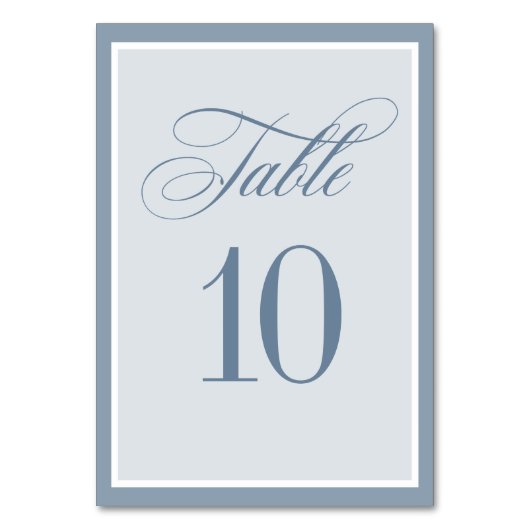 Classic Luxe | Elegant Dusty Blue Wedding Tischnummer (Vorderseite)