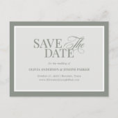 Classic Luxe | Elegant Sage Green Save the Date Ankündigungspostkarte (Vorderseite)