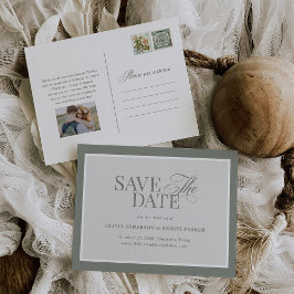 Classic Luxe | Elegant Sage Green Save the Date Ankündigungspostkarte