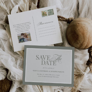 Classic Luxe   Elegant Sage Green Save the Date Ankündigungspostkarte