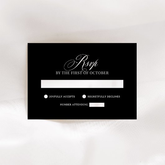 Classic Luxe | Elegante Black Wedding RSVP Karte