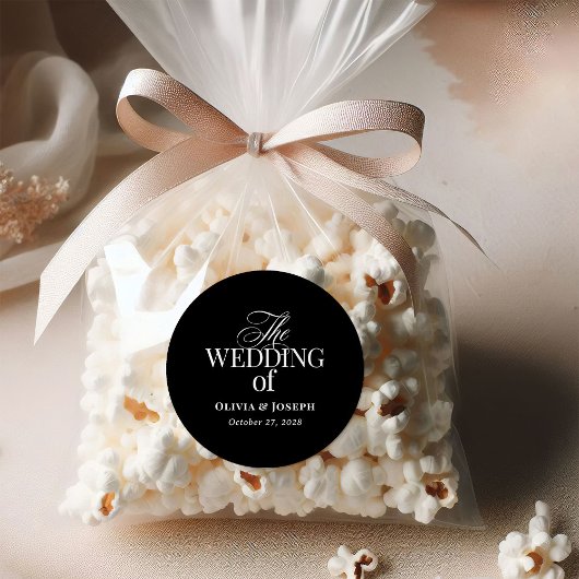 Classic Luxe | Elegante Black Wedding Runder Aufkleber