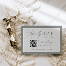 Classic Luxe | Elegante Sage Green QR Code Hochzei RSVP Karte