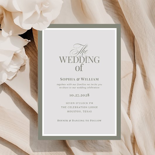 Classic Luxe | Elegante Sage Green Wedding Einladung