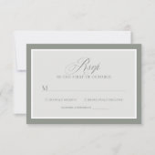 Classic Luxe | Elegante Sage Green Wedding RSVP Karte (Vorderseite)