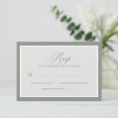Classic Luxe | Elegante Sage Green Wedding RSVP Karte (Stehend Vorderseite)