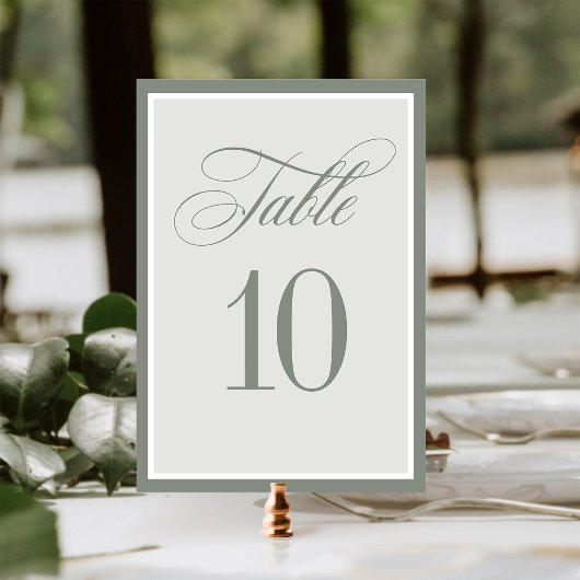 Classic Luxe | Elegante Sage Green Wedding Tischnummer
