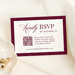 Classic Luxe Elegante scannbare QR-Code-Hochzeit RSVP Karte