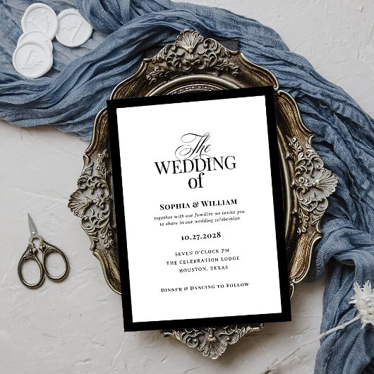 Classic Luxe | Elegante Schwarz-Weiß-Hochzeit Einladung