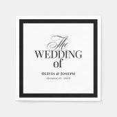 Classic Luxe | Elegante Schwarz-Weiß-Hochzeit Serviette (Vorderseite)