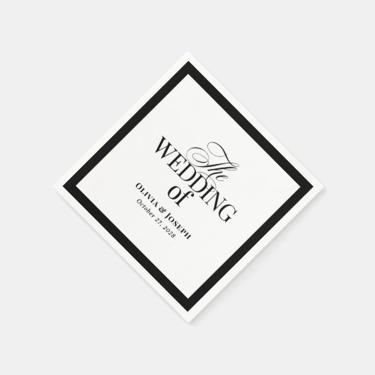 Classic Luxe | Elegante Schwarz-Weiß-Hochzeit Serviette (Ecke)