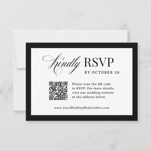 Classic Luxe | Eleganter, Scannable QR Code Hochze RSVP Karte (Vorderseite)
