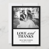 Classic Luxe Elegantes Black and White Wedding Fot Dankeskarte (Vorderseite)