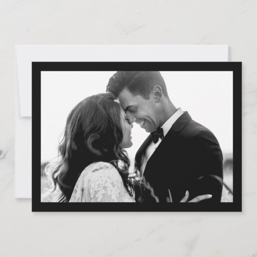 Classic Luxe | Elegantes Schwarz, Weiß und Foto Save The Date (Rückseite)