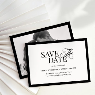 Classic Luxe   Elegantes Schwarz, Weiß und Foto Save The Date