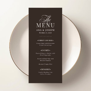 Classic Luxe Espresso Braune Hochzeit Menükarte